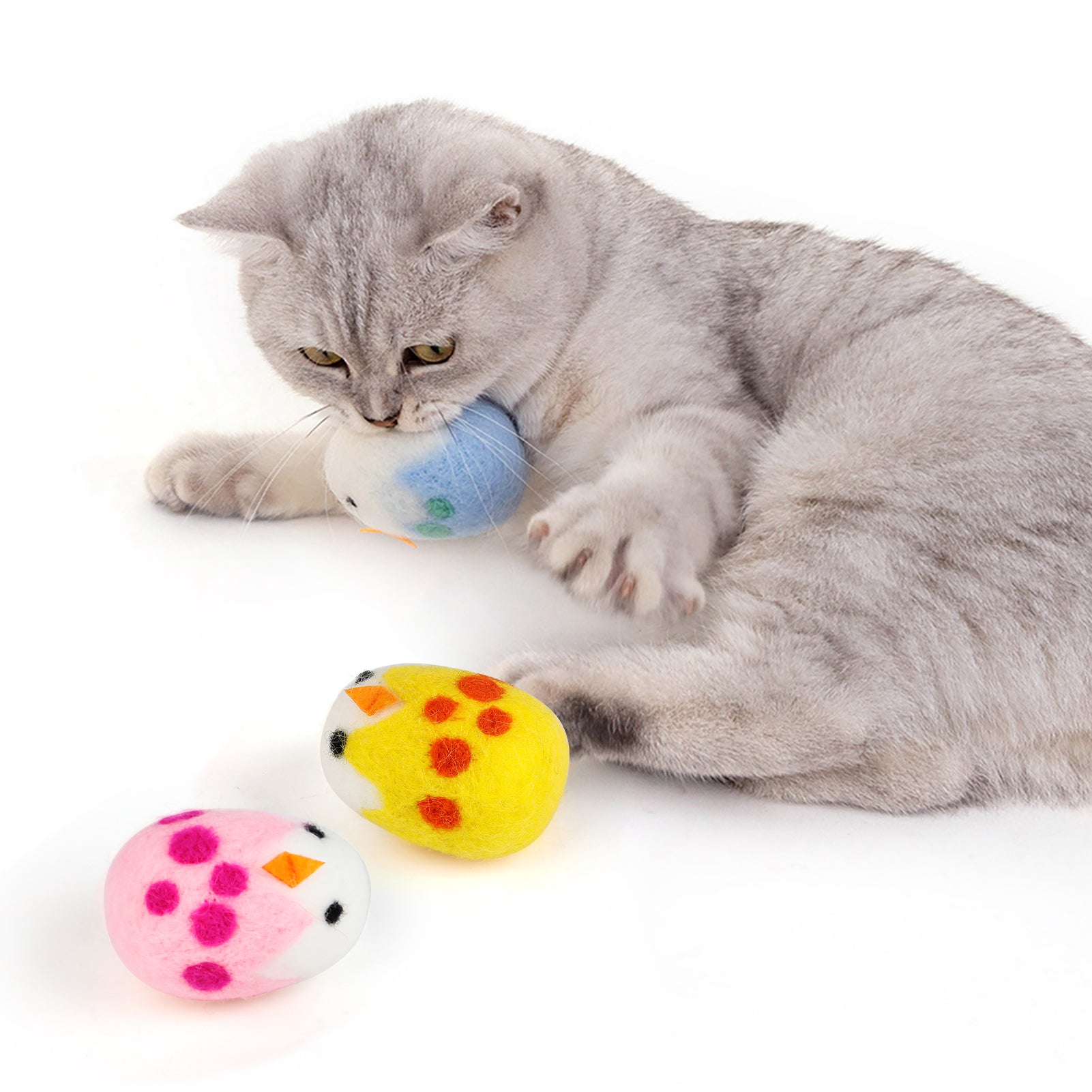 Legendog 3PCS Cat Catnip Toys Easter Cat Teething Toy Lovely Chicken Egg Kitten Chew Toy with Storage Bag for Indoor Cats