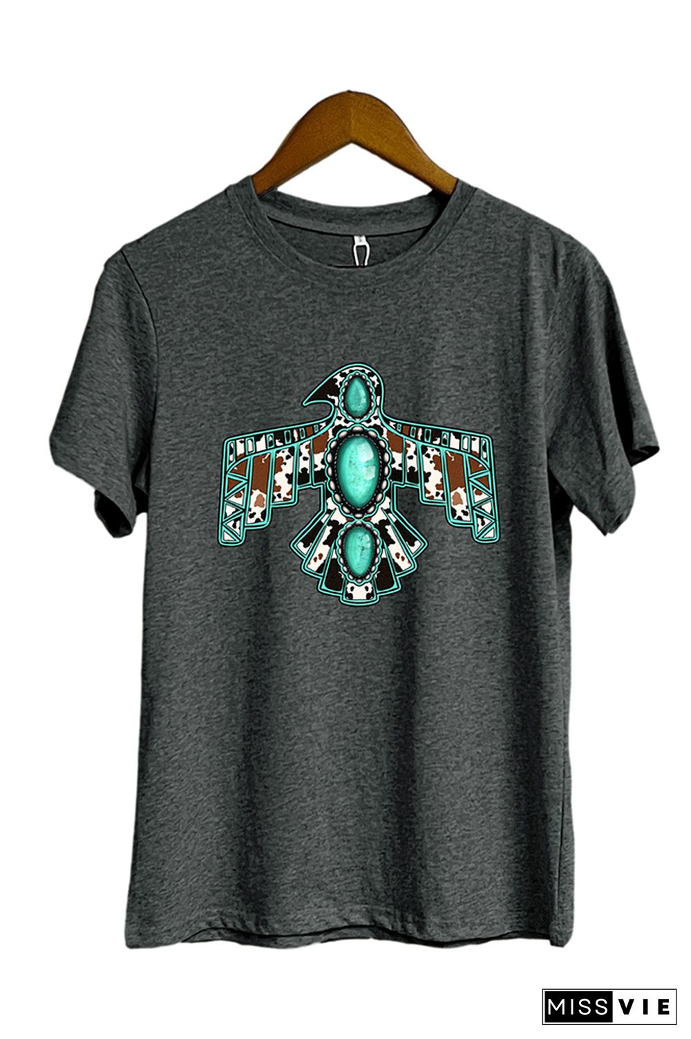 Cowhide Turquoise Thunderbird Graphic T-Shirt Wholesale