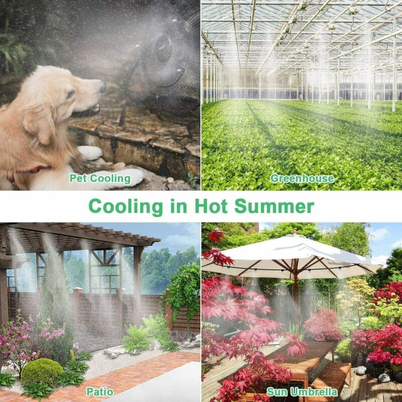 Oture Garden Patio Water Mister Air Misting Cooling Micro Irrigation System Sprinkler 30ft and9 Mist Nozzles