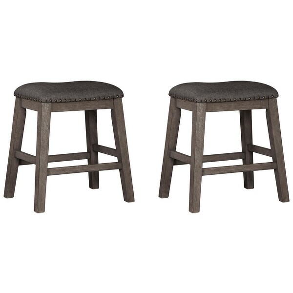 Caitbrook Dark Gray Upholstered Counter Height Barstool (Set of 2)