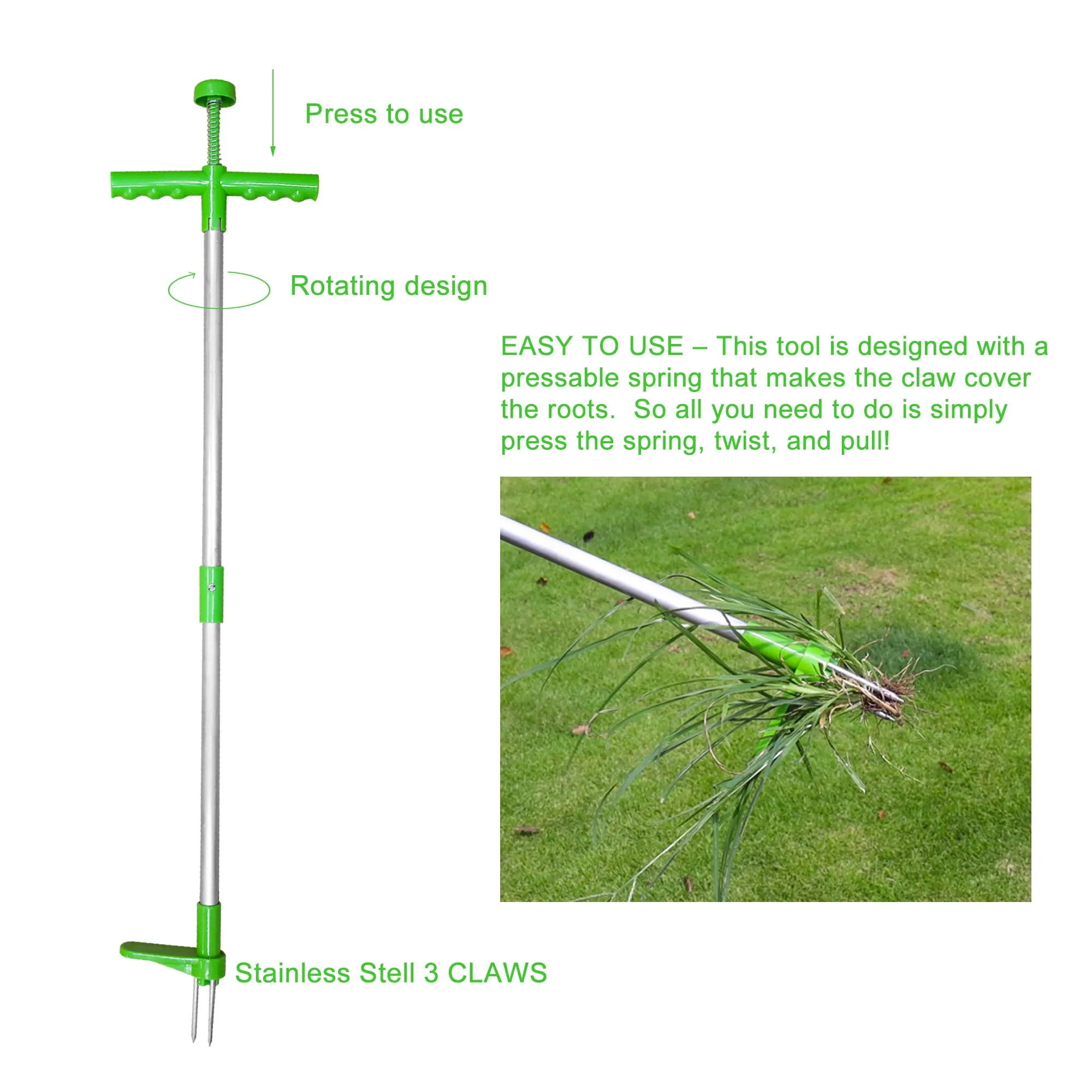 EASTOMMY ET 580161 EASTOMMY ET 580161 Weed Stand Up Root Removal Tools Garden Weeding Tools Green portable