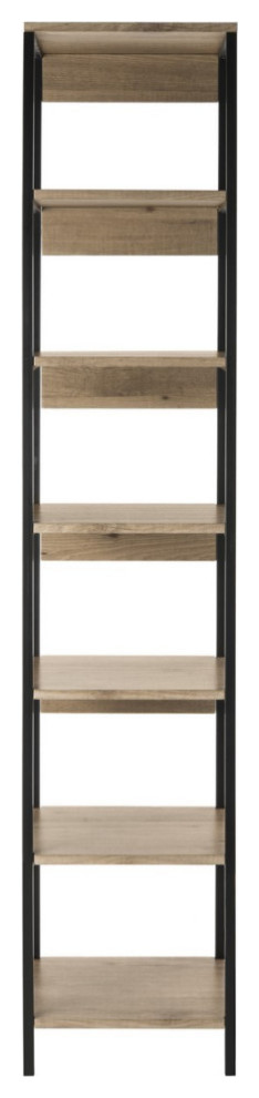 Kristof Retro Mid Century 7 Tier Etagere/Bookcase  Oak/Black   Industrial   Bookcases   by Rustic Home Furniture Deco  Houzz