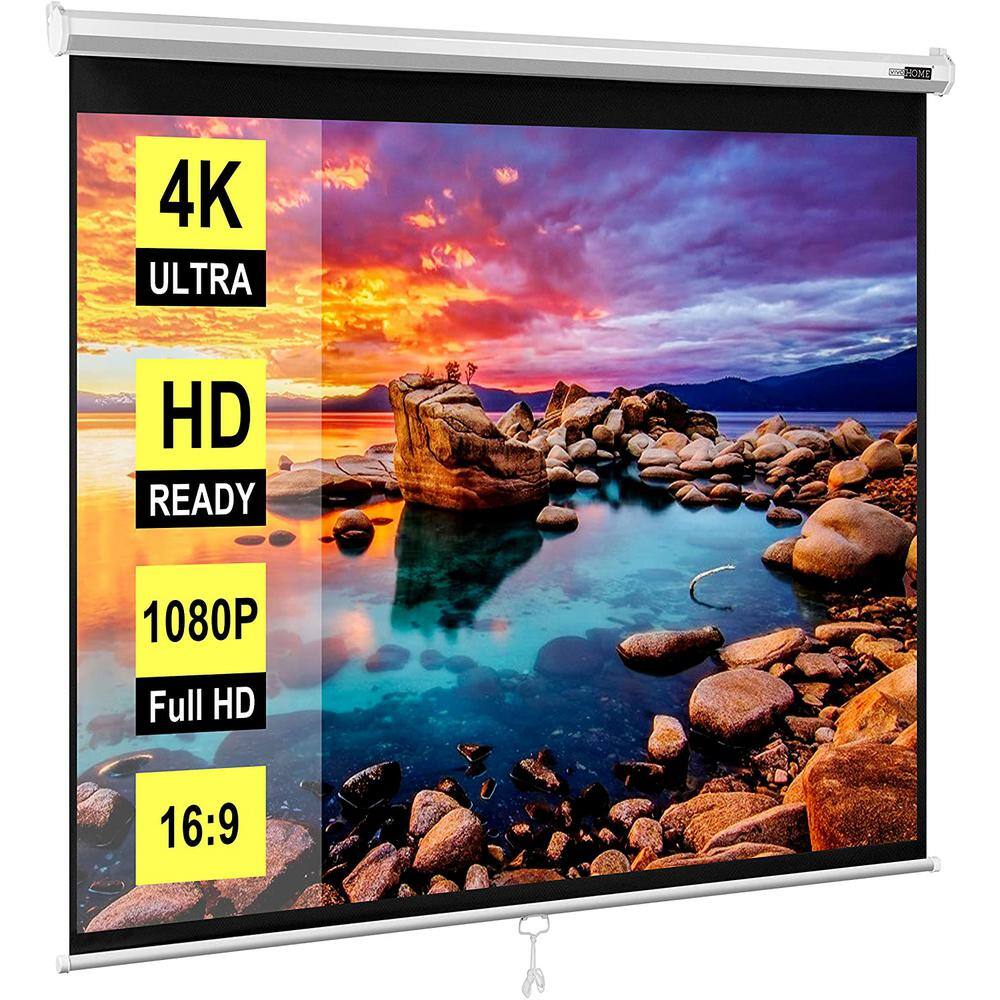 VIVOHOME 120 in. Manual Pull-Down Retractable Projector Screen 1:1 HD X002MNO9H9