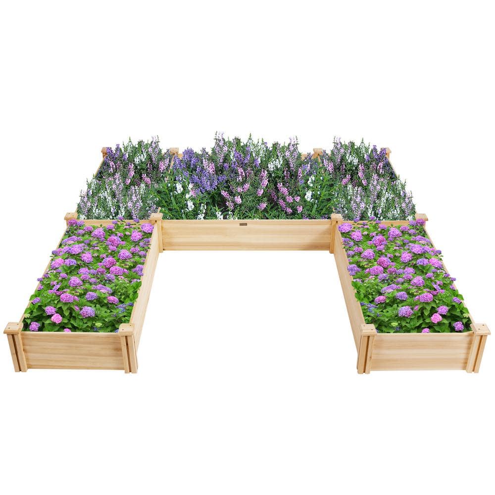 HONEY JOY 92.5 in. x 95 in. x 11 in. Natural Wood Planters Elevated Garden Bed TOPB004700