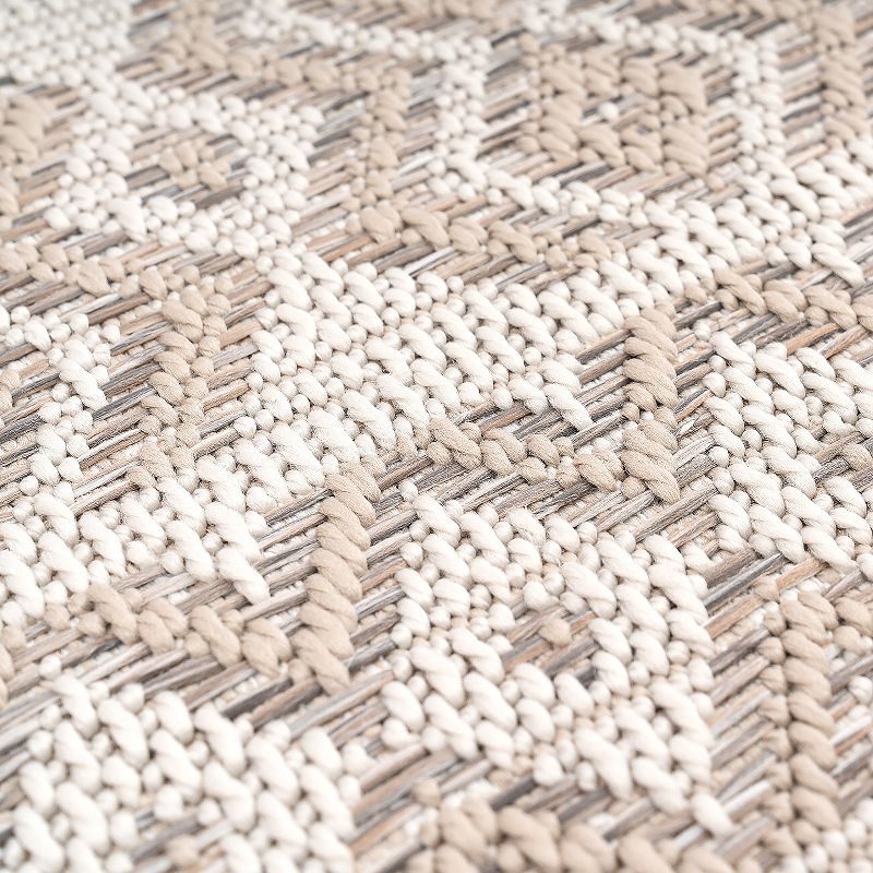 Modern Oudoor Rug for Patio Bohemian Ornaments in Cream Beige