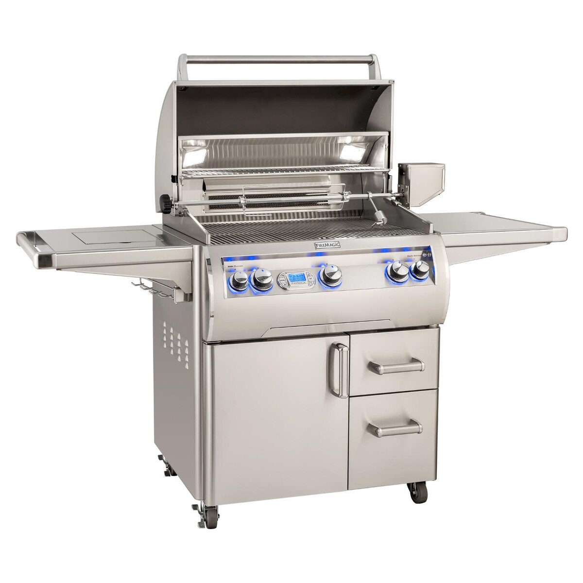 Fire Magic Echelon Diamond E660S 30-Inch Propane Gas Grill W/ Side Burner， Rotisserie， and Digital Thermometer