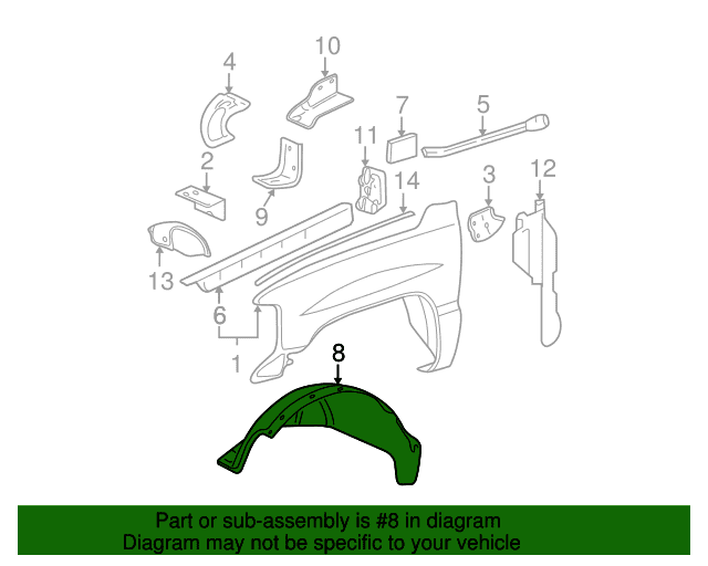 Genuine OE GM Fender Liner - 15268589