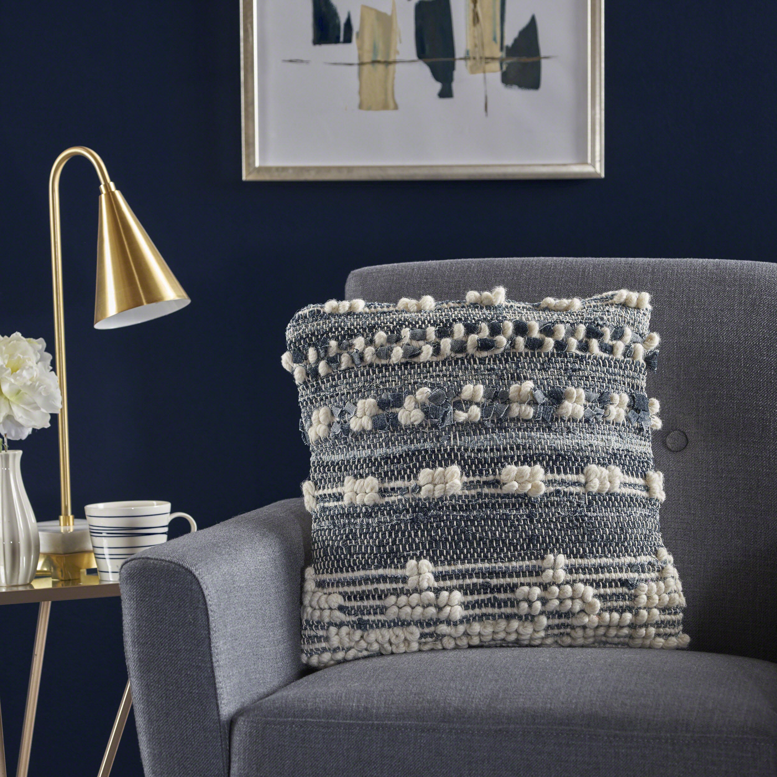 Storey Handcrafted Boho Denim and Fabric Pillow