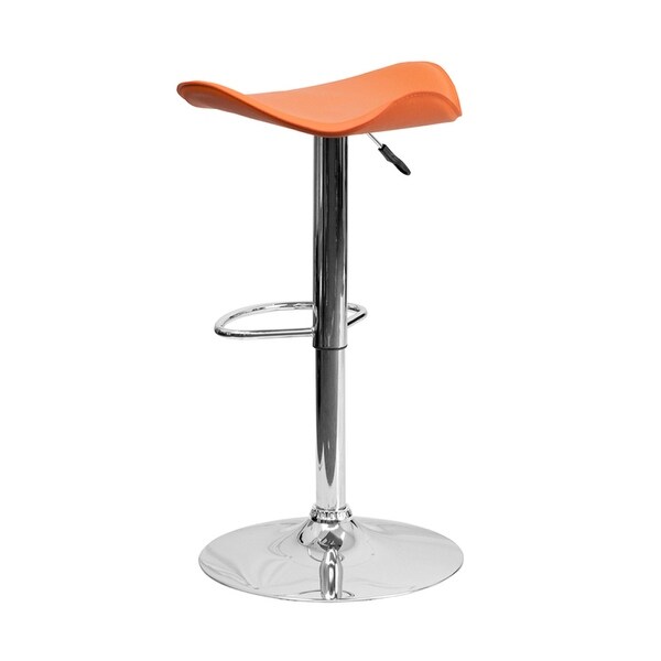 Contemporary Black Vinyl Adjustable Height Bar Stool