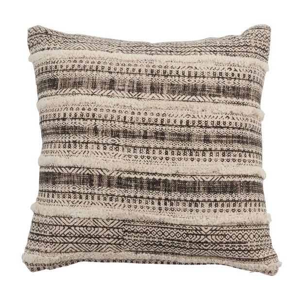 Saro Lifestyle Block Print Design Tufted Throw Pillow With Poly Filling