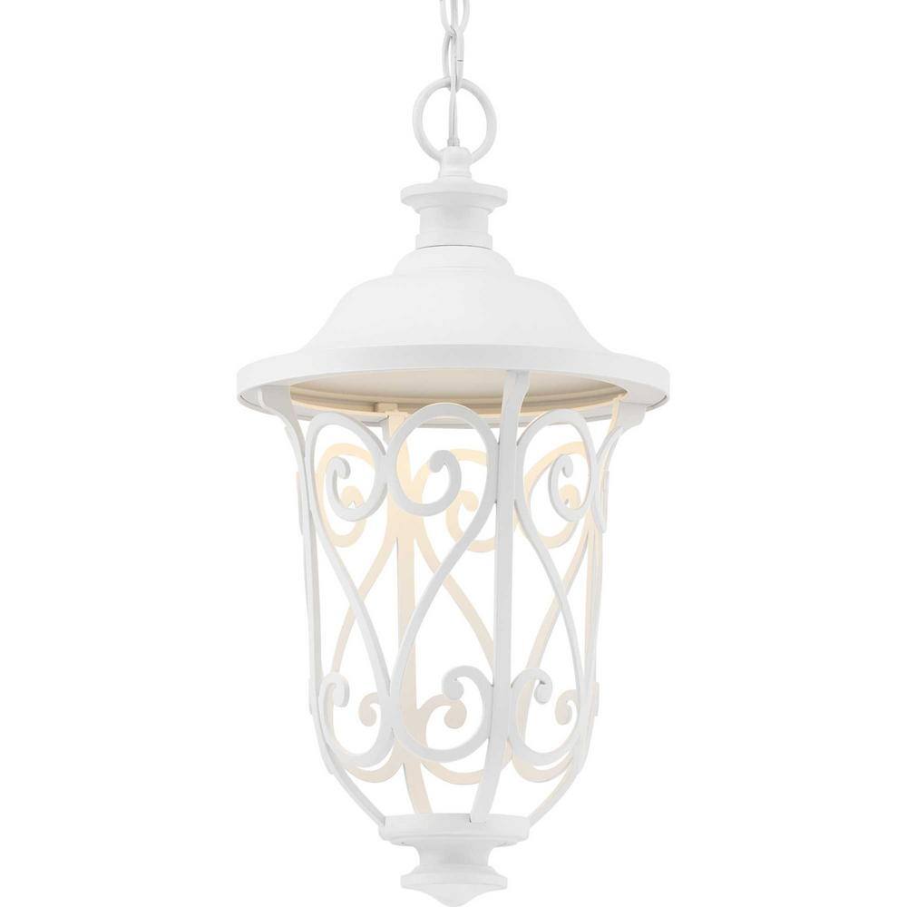 Progress Lighting Leawood LED Collection 1-Light White Transitional Outdoor Hanging Lantern Light P550037-030-30