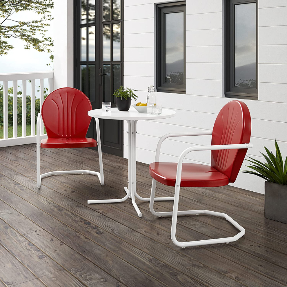 3 Pieces Patio Bistro Set  Round Top Pedestal Base and Glossy Chairs   Contemporary   Outdoor Pub And Bistro Sets   by Decor Love  Houzz