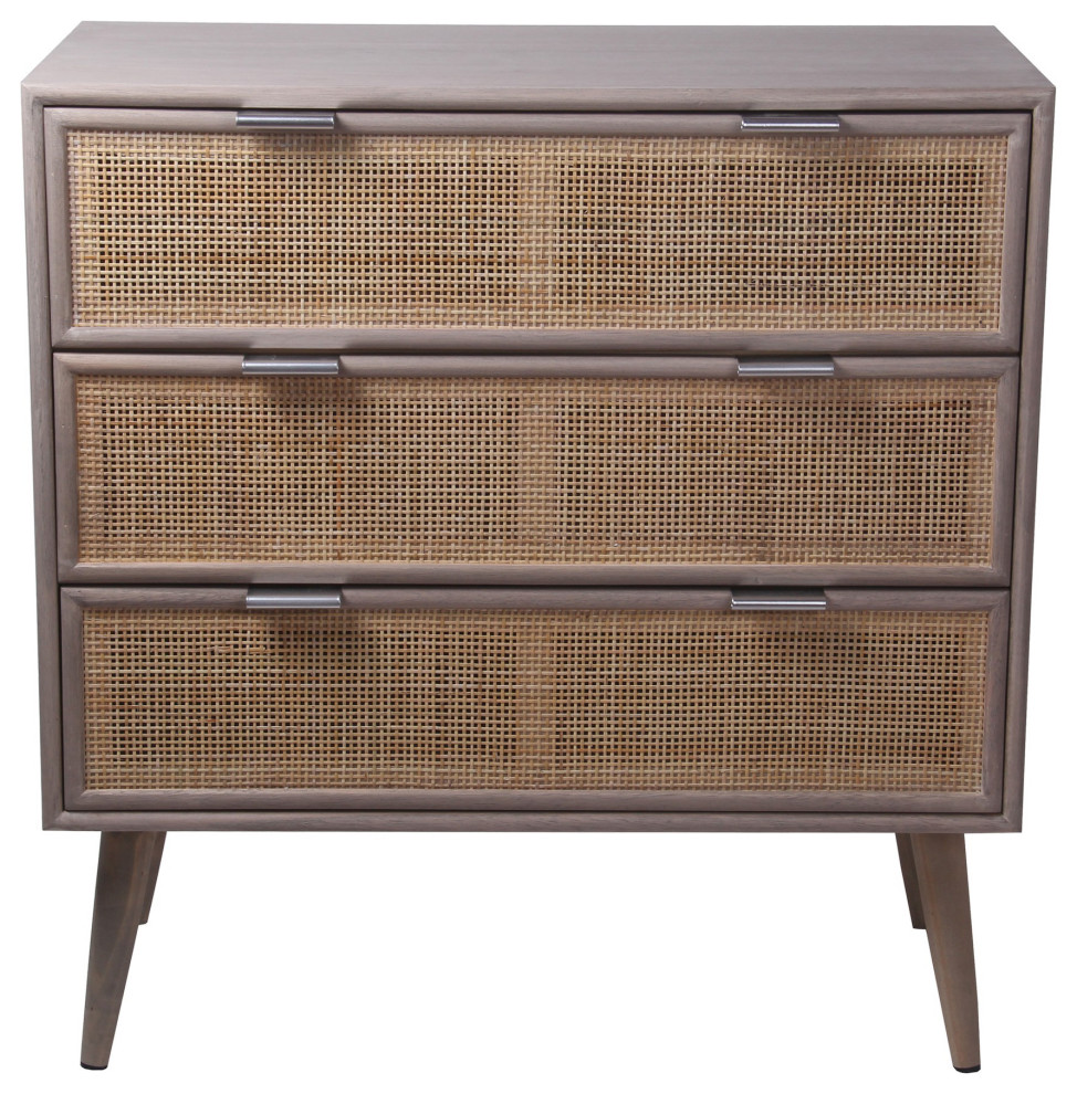 Benzara BM216862 3 Drawer Accent Chest with Mesh Pattern Front  Gray/Brown   Accent Chests And Cabinets   by Homesquare  Houzz