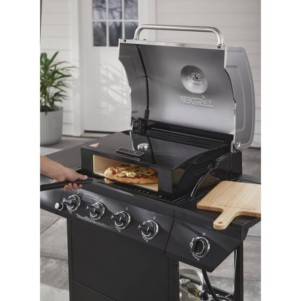 Nexgrill 4-Burner Propane Gas Grill in Black with Side Burner and Stainless Steel Main Lid 720-0925P