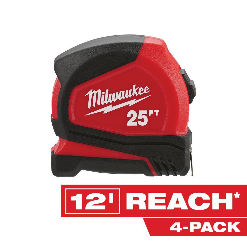 MW 25 ft. Compact Tape Measure (4-Pack) 48-22-6625-4X