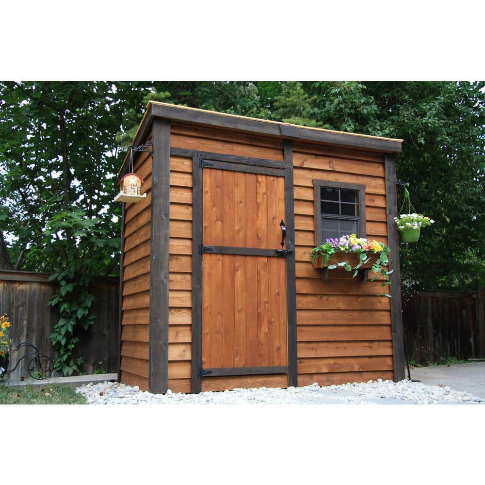 Outdoor Living Today Garden Saver 8 ft. W x 4 ft. D Cedar Wood Shed with Single Doors and Cedar Roof (32 sq. ft.) GS84-S-CEDAR-AK