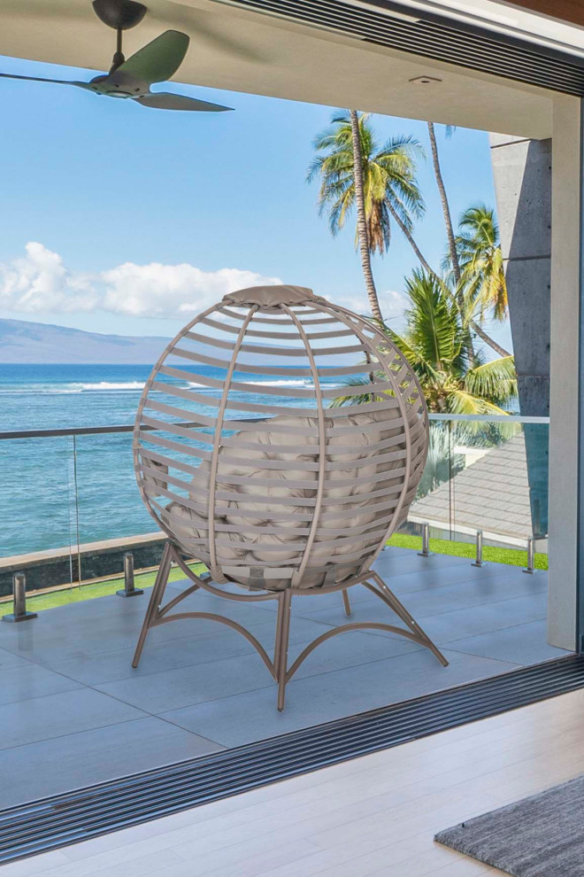 56H x 45W x 26D Beige Modern Cozy Ball Chair   Transitional   Outdoor Lounge Chairs   by IDEAZ International  LLC  Houzz