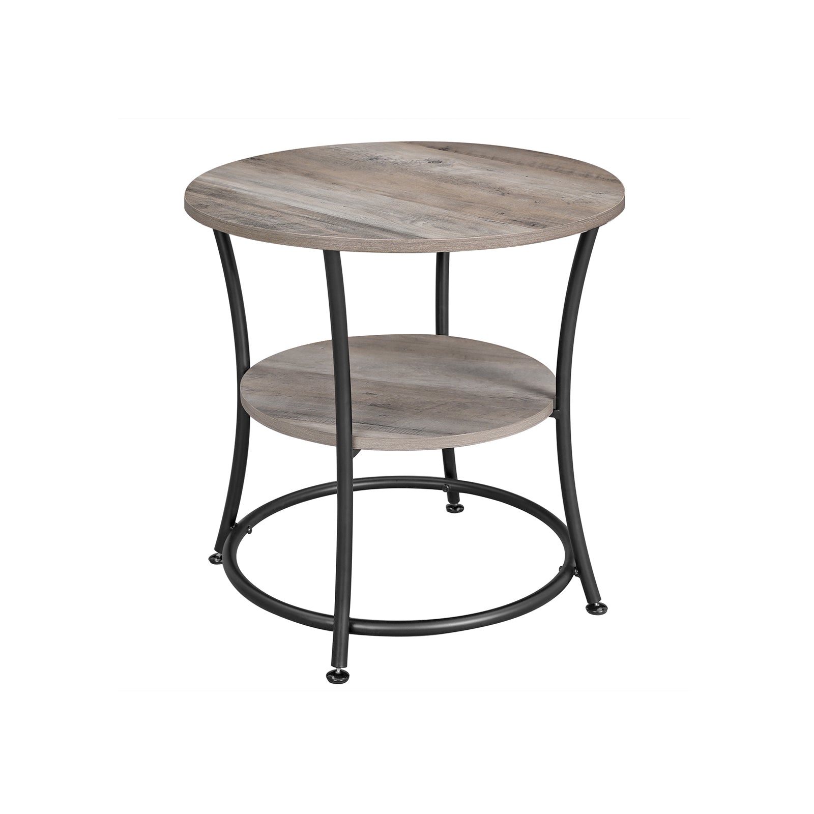 VASAGLE Round End Table with 2 Shelves