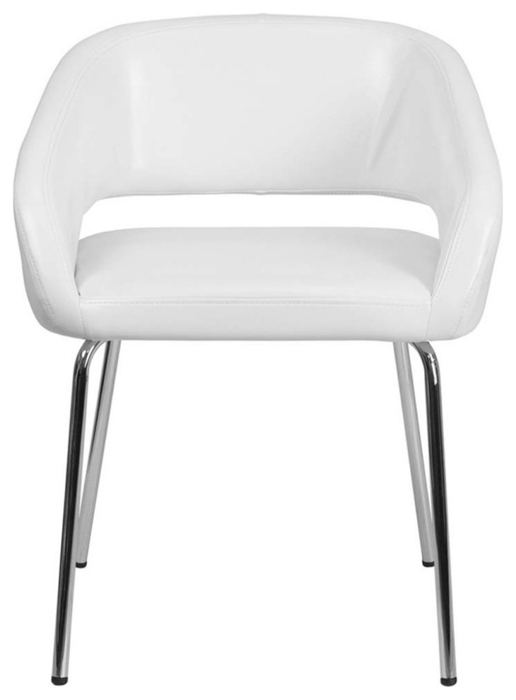 Fusion Series Contemporary White Leather Side Reception Chair   Contemporary   Armchairs And Accent Chairs   by Pot Racks Plus  Houzz