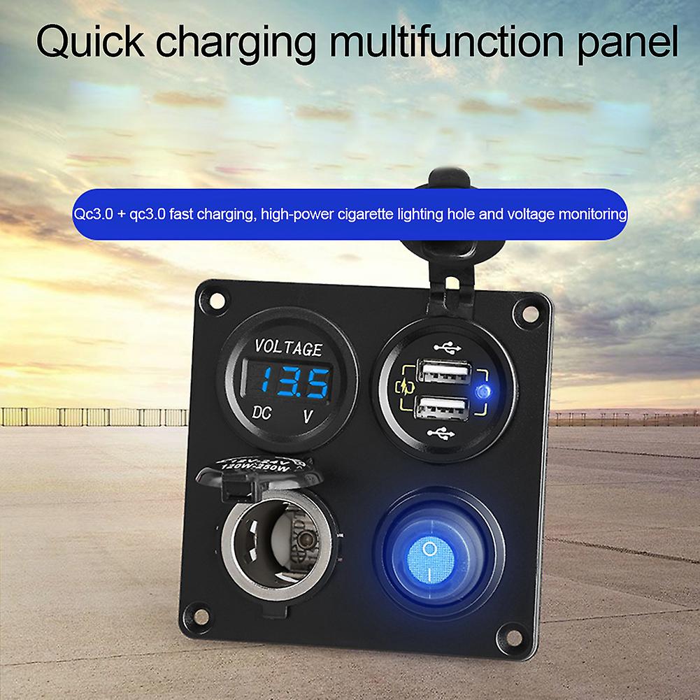 Dual Qc Fast Charging Panel Cigarette Lighter 120w-250w High Power Ipx4 Waterproof And Dustproof Qc3.0 Smart Fast Charge Voltage Detection For 12v-24v