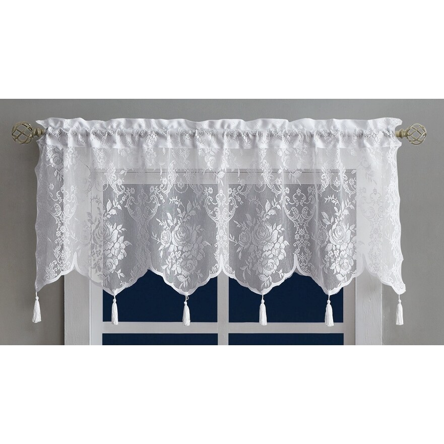 WARM HOME DESIGNS Lace Kitchen Valance with 6 Tassels   54\