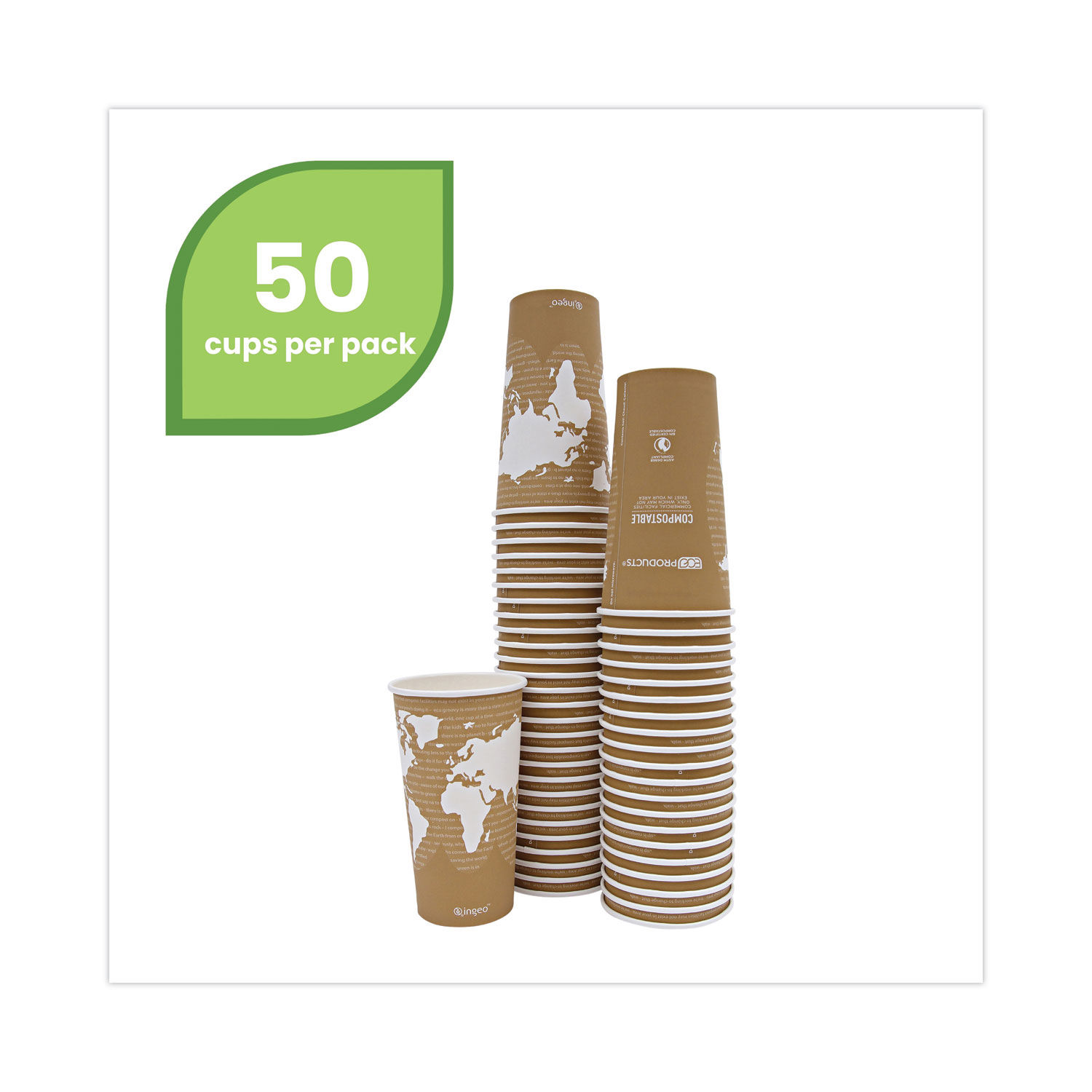 World Art Renewable and Compostable Hot Cups by Eco-Productsandreg; ECOEPBHC20WA