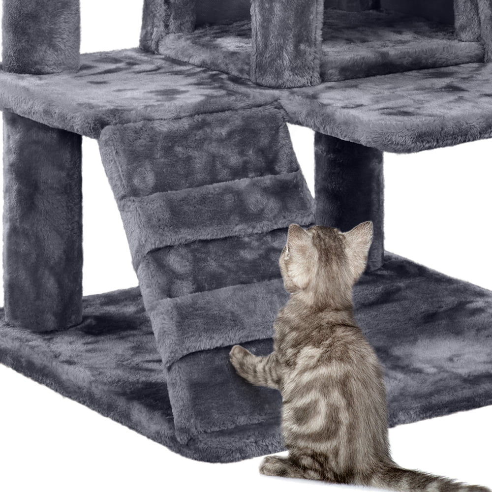 Yaheetech 54''H Cat Tree Condo with Scratching Post Tower， Dark Gray