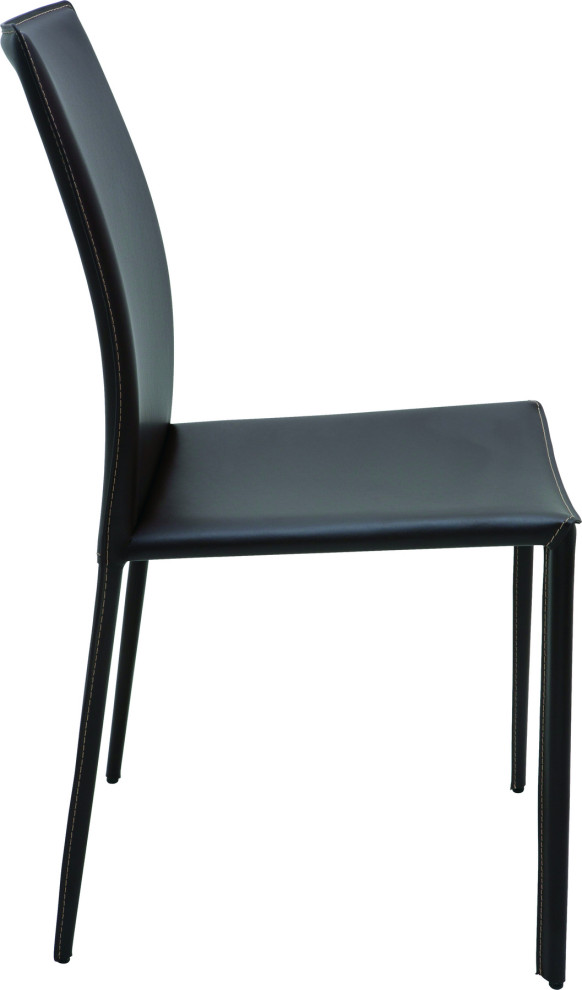 Nuevo Sienna Leather Dining Side Chair  Bordeaux   Contemporary   Dining Chairs   by HedgeApple  Houzz