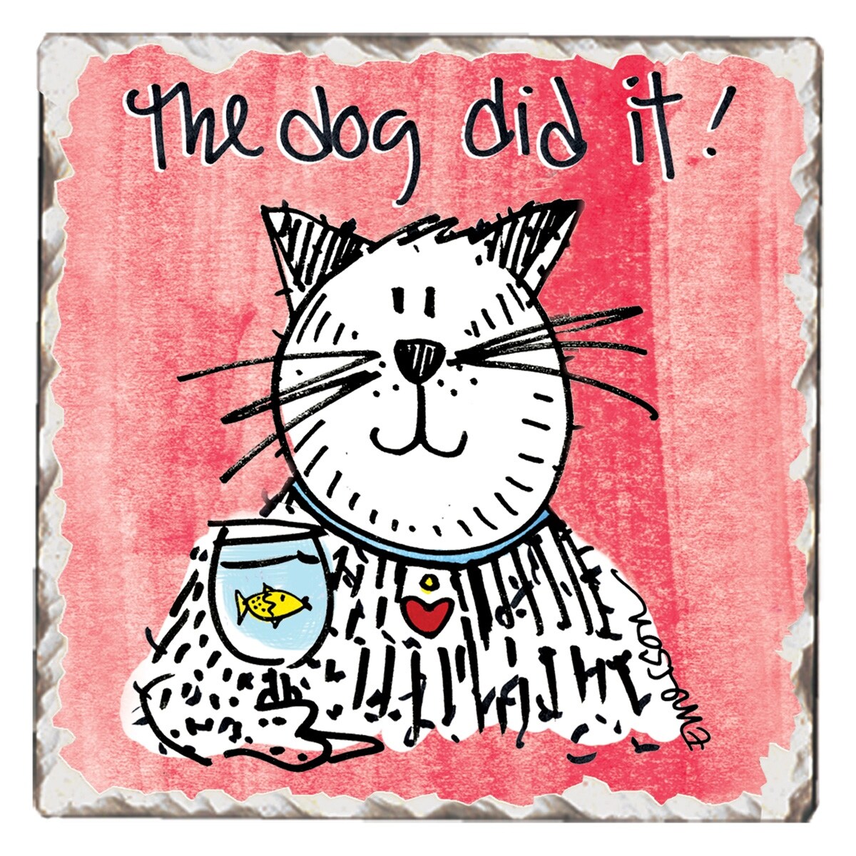 Counterart Absorbent Stone Coasters - Dog Did It - Set of 4 - 4x4x1.096