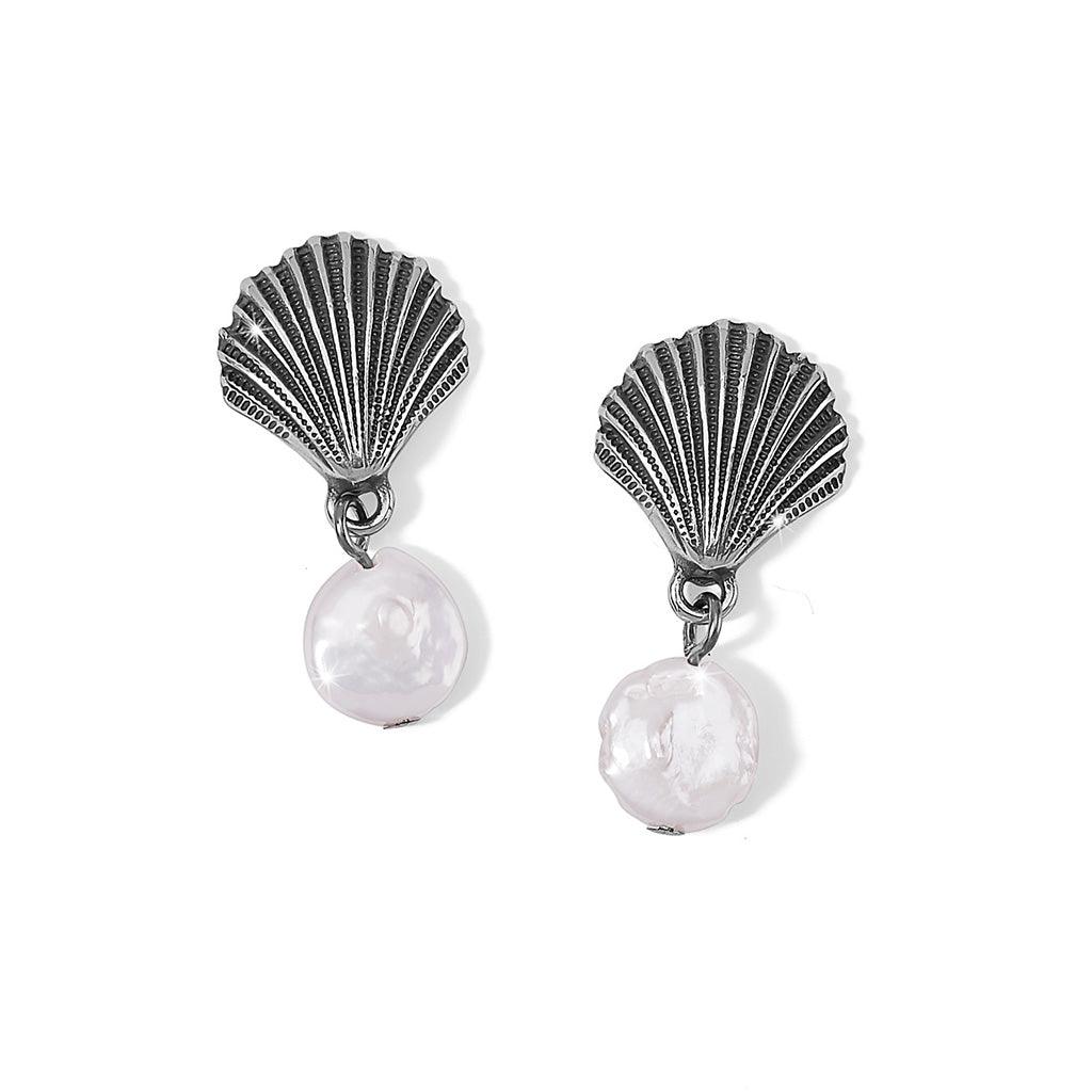 Brighton  Silver Shells Pearl Drop Earrings