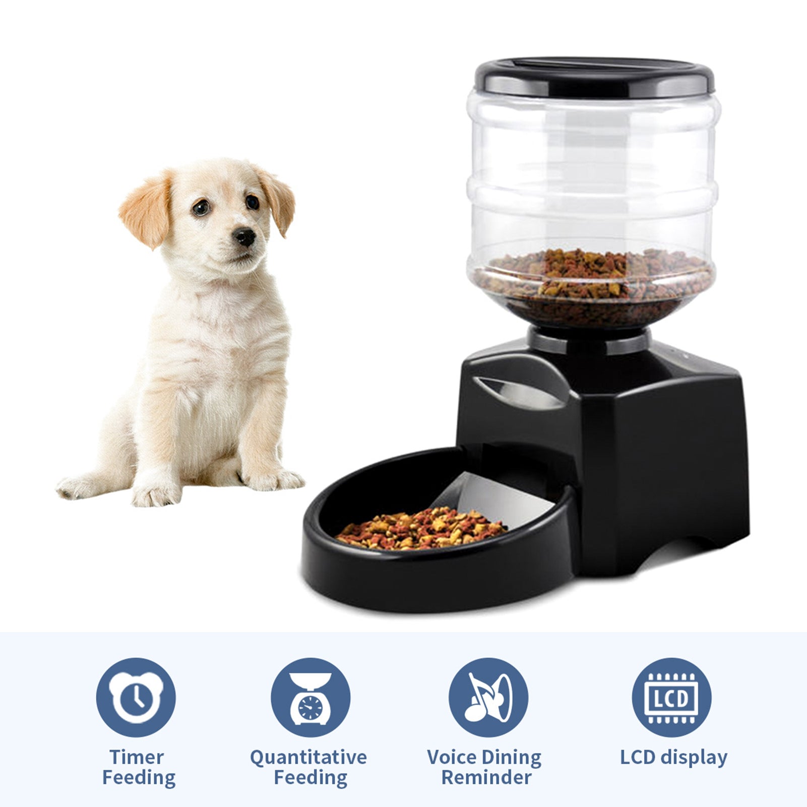 5.5L Automatic Pet Feeder Smart Pet Feeder Timed Dog Cat Food Dispenser Timer Programmable 1-3 Meals 12 Portions Control for Dog Cat Small Medium Pets