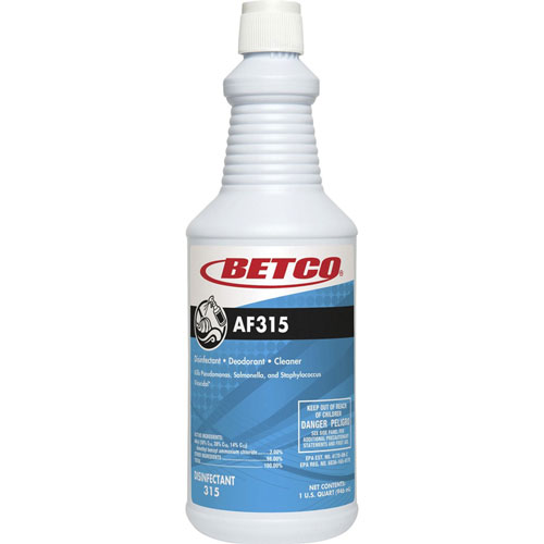 Betco AF315 Disinfectant Cleaner | Concentrate， 32 fl oz (1 quart)， Citrus Floral Scent， Turquoise | BET3151200