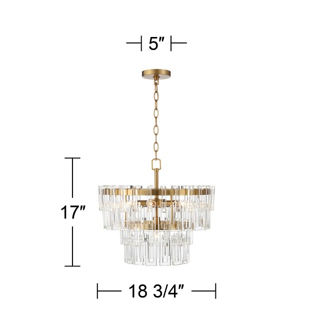 Wide Modern Tiered Crystal 6 light Fixture For Dining Room House Foyer Kitchen Island