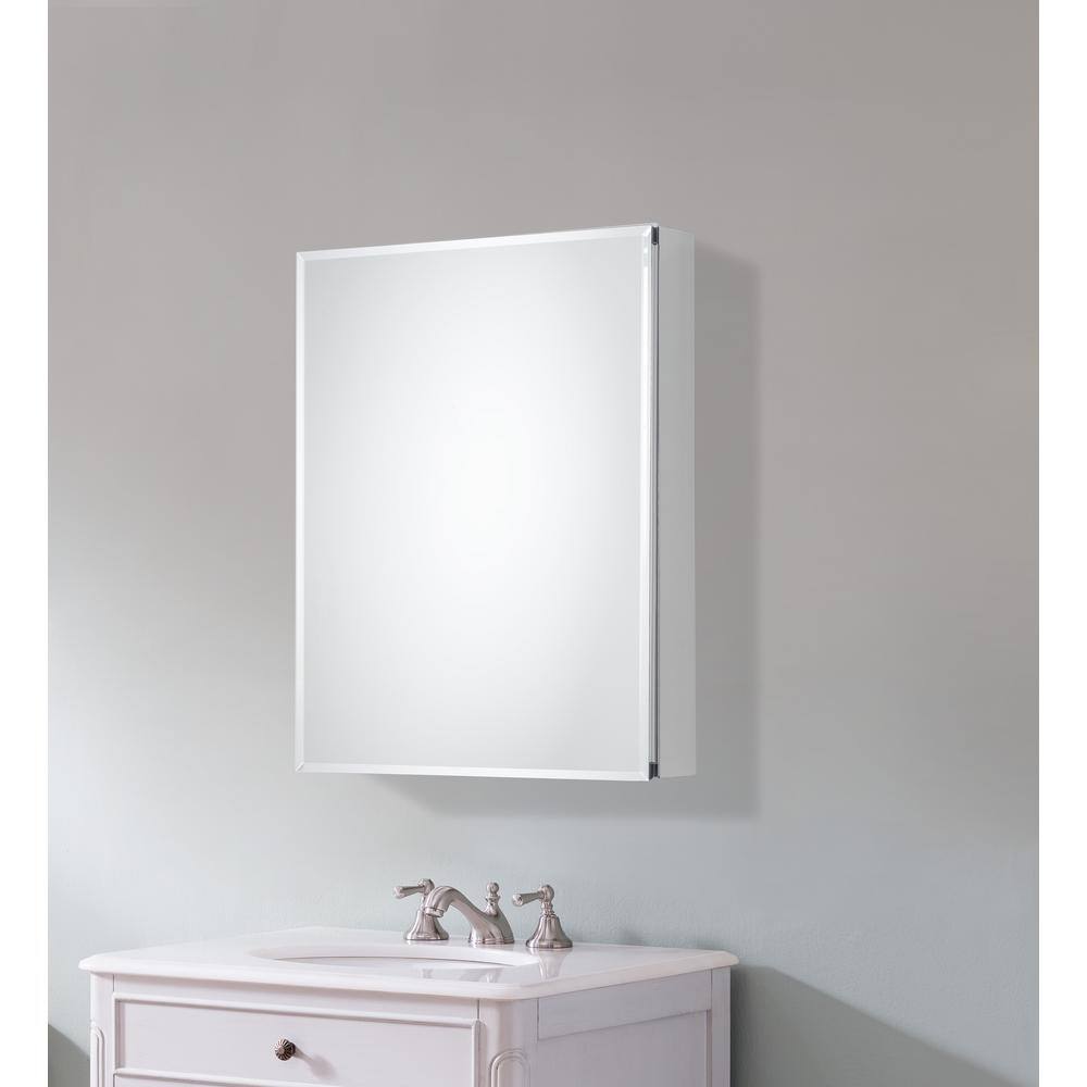 Pegasus 20 in. x 26 in. Recessed or Surface-Mount Bathroom Medicine Cabinet with Beveled Mirror in Silver SP4581