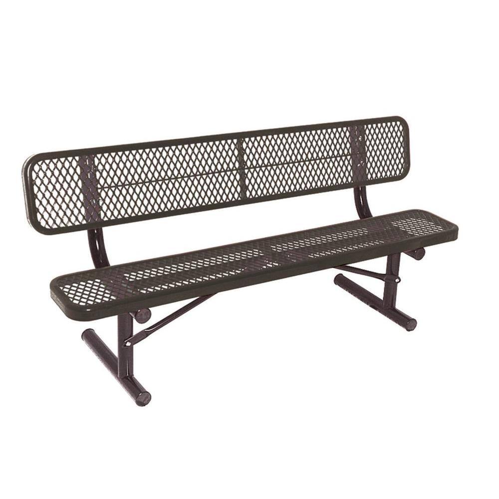 Ultra Play 6 ft. Diamond Black Commercial Park Portable Bench with Back Surface Mount PBK940P-V6BK