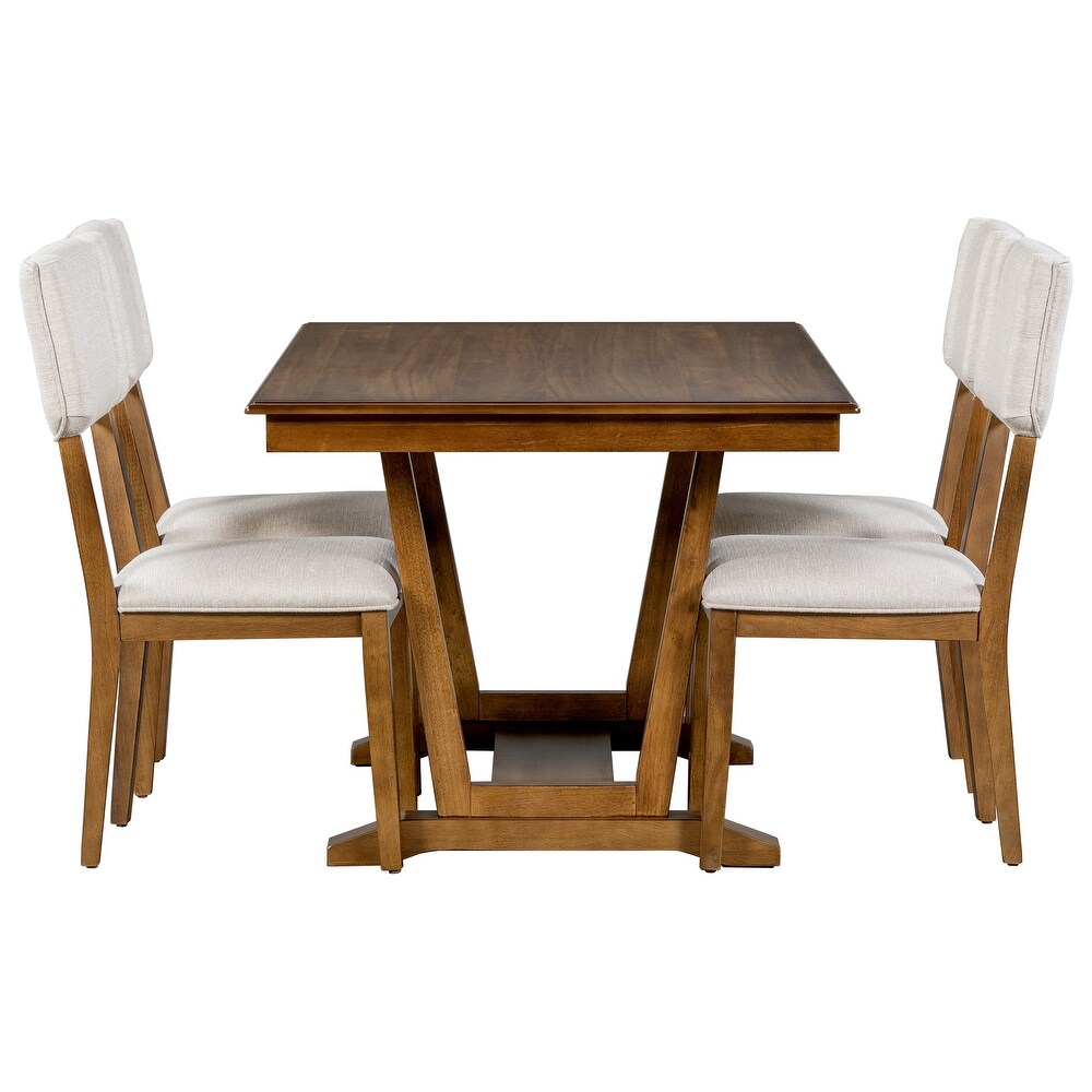 Classic Farmhouse 5 Piece Wooden Dining Set with 59\