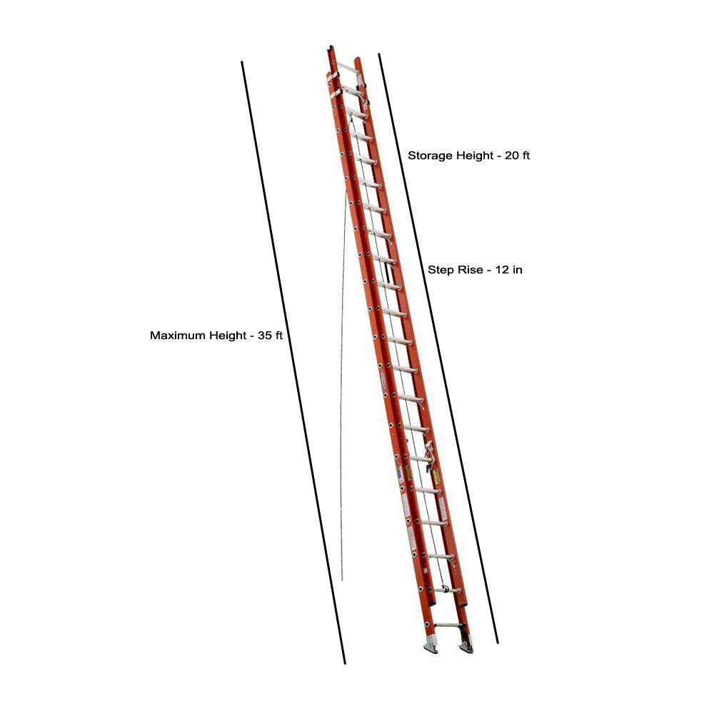 Werner 40 ft. Fiberglass D-Rung Extension Ladder with 300 lbs. Load Capacity Type IA Duty Rating D6240-2