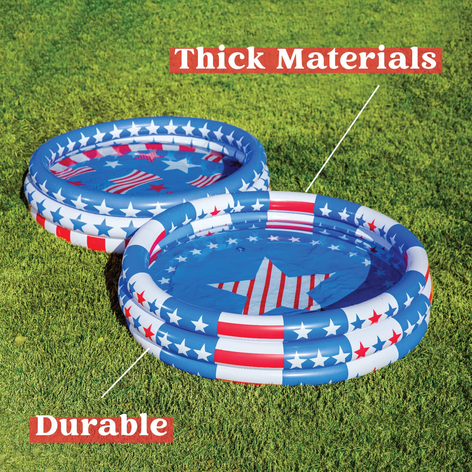 Clearance - 45in Inflatable Star American Flag Pool, 2 Pack