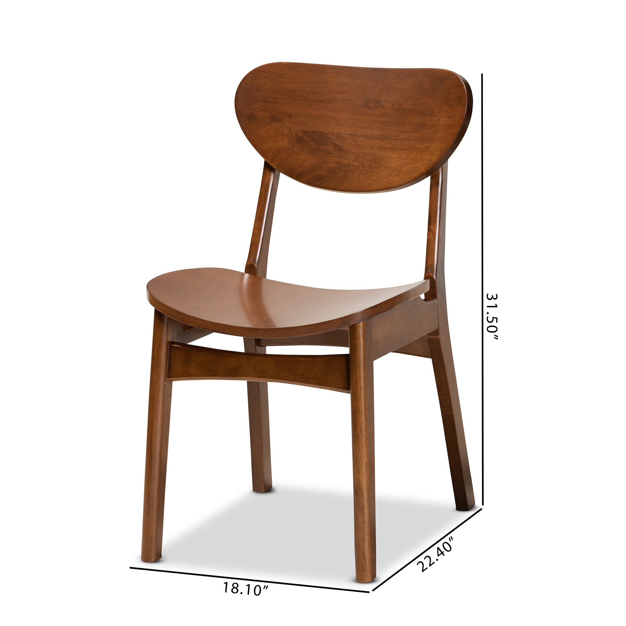 Baxton Studio Katya Dining Chair， Set of 2， Walnut Brown