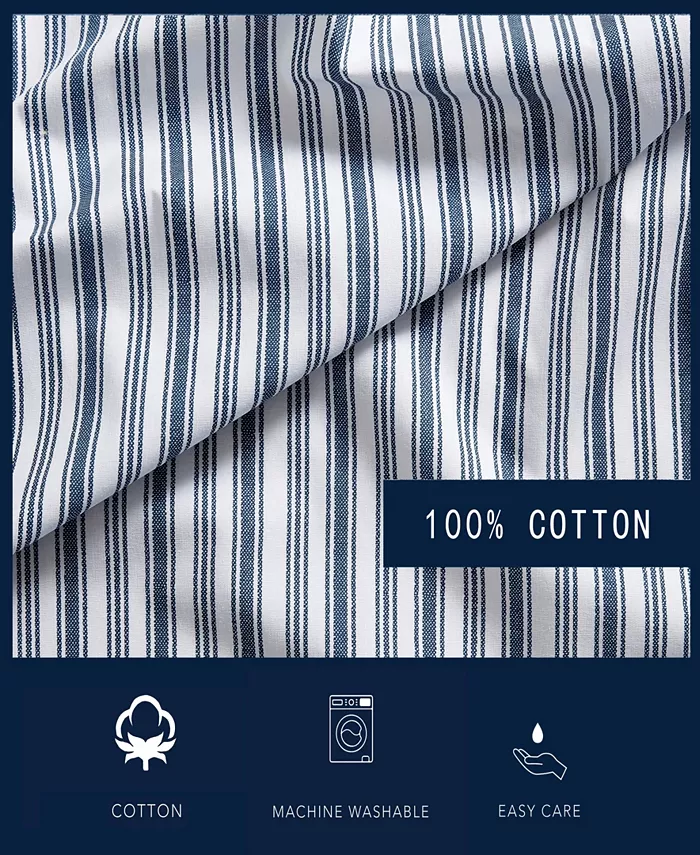 Nautica Coleridge Stripe Cotton Percale 3-Piece Sheet Set， Twin XL