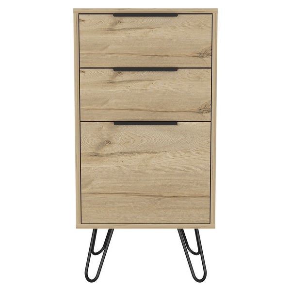 Modern Style 3-Drawers Dresser， Storage Cabinet with 4 Hairpin Legs， Chest Organizer for Bedroom， Living Room， Hallway - - 37828132