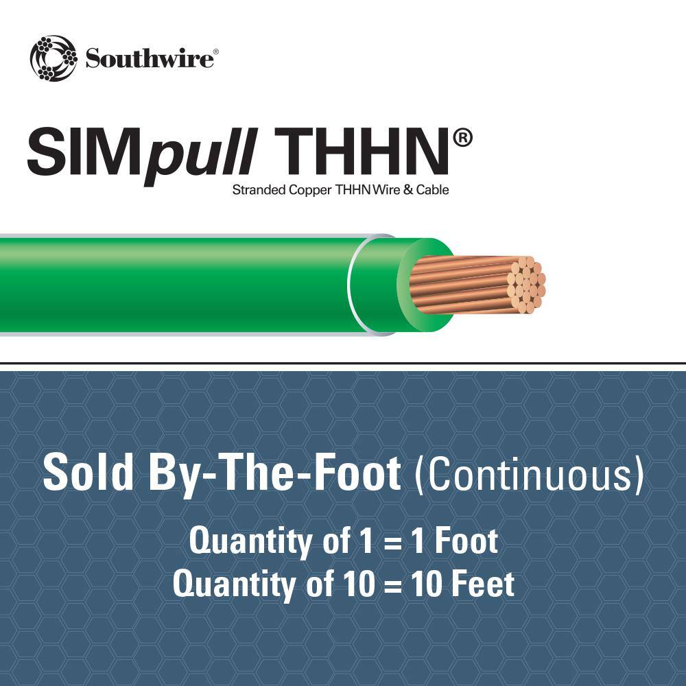 Southwire (By-the-Foot) 6 Green Stranded CU SIMpull THHN Wire 20497499