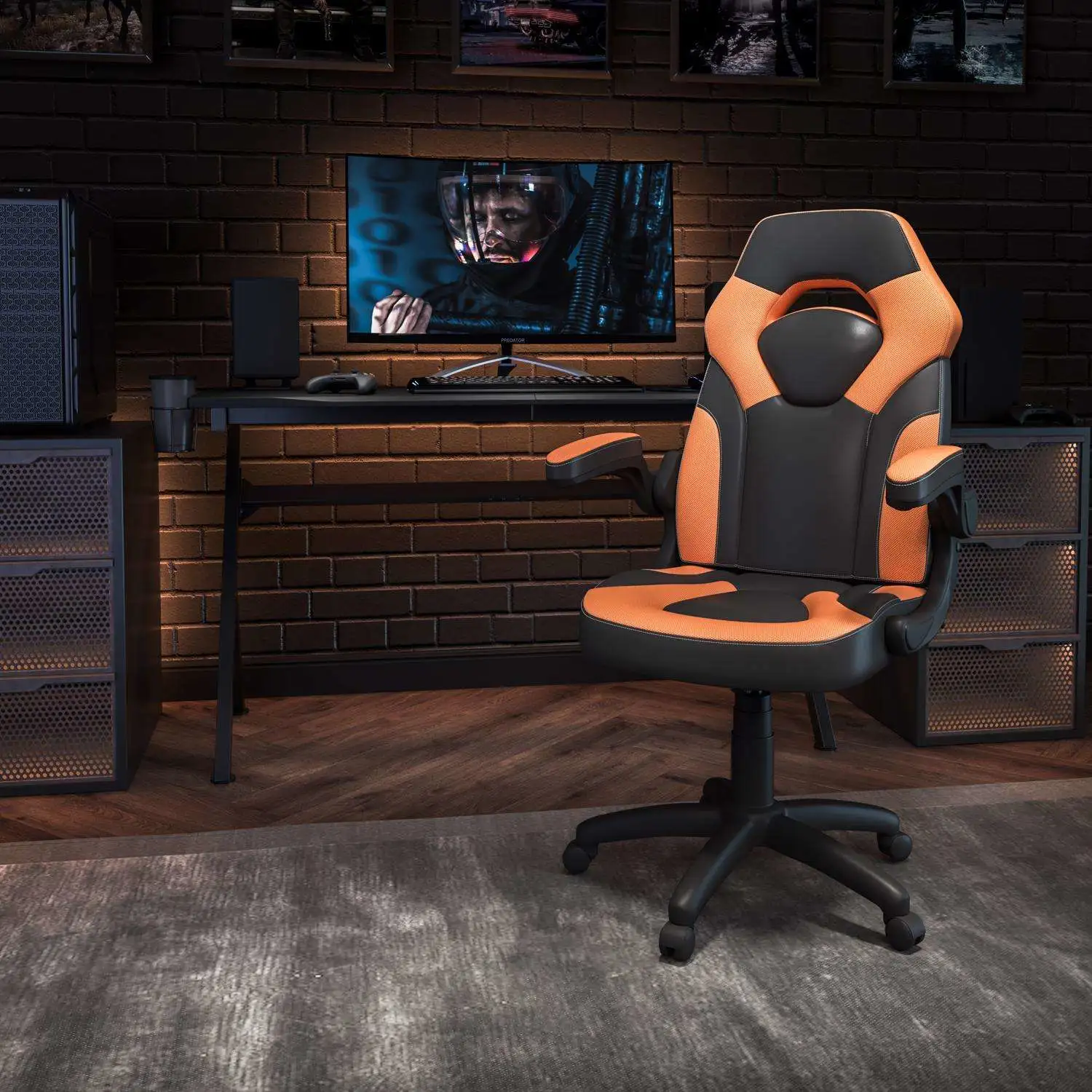 X10 Orange Leather/Mesh Office Chair