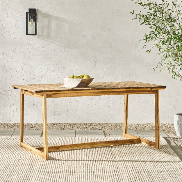 Modern Acacia Slatted Rectangle Outdoor Dining Table