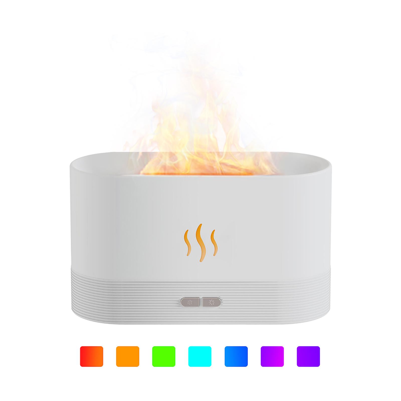 Simulation Flame Mist Humidifier With 7 Color Night Light Aromatherapy Essential Oil Diffuser Quiet Cool Usb Humidifier For Home Office Bedroom Baby R