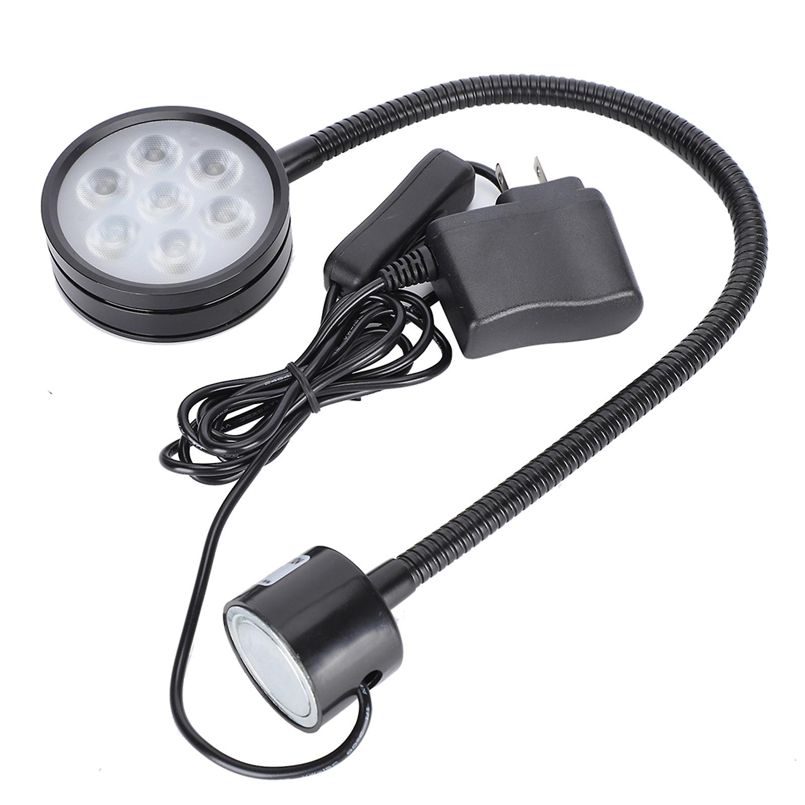 7W LED Work Light Adjustable Neck Magnetic Base Lamp for CNC Machining US Plug 110‑220V