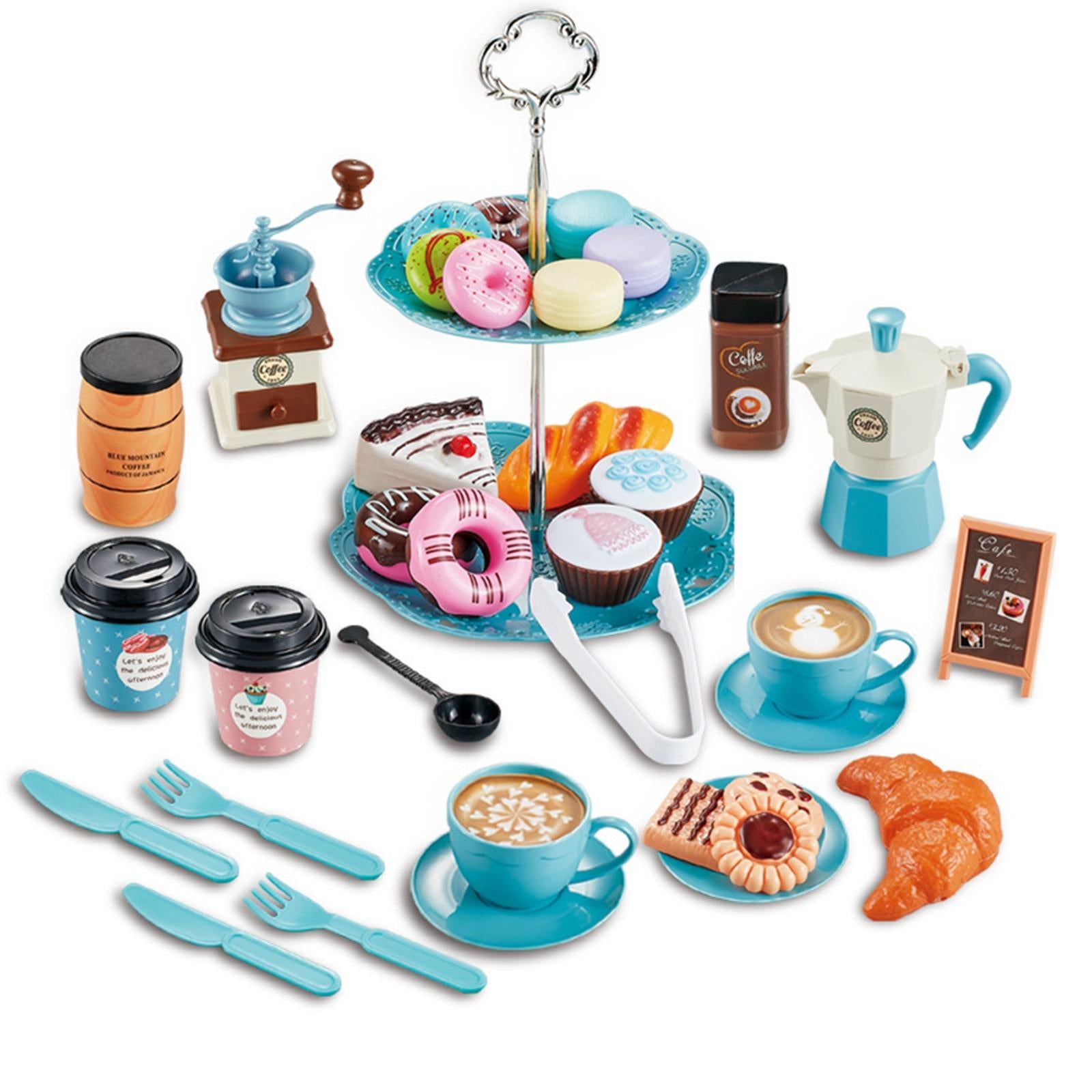 1 Set Toyset Pretend Toy Cake Accessories Coffee Machine Dessert Teaset Gift Tea Party Set for Kitchen Toddlers