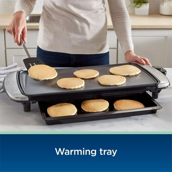 10-inch x 20-inch Nonstick Electric Griddle with Warming Tray