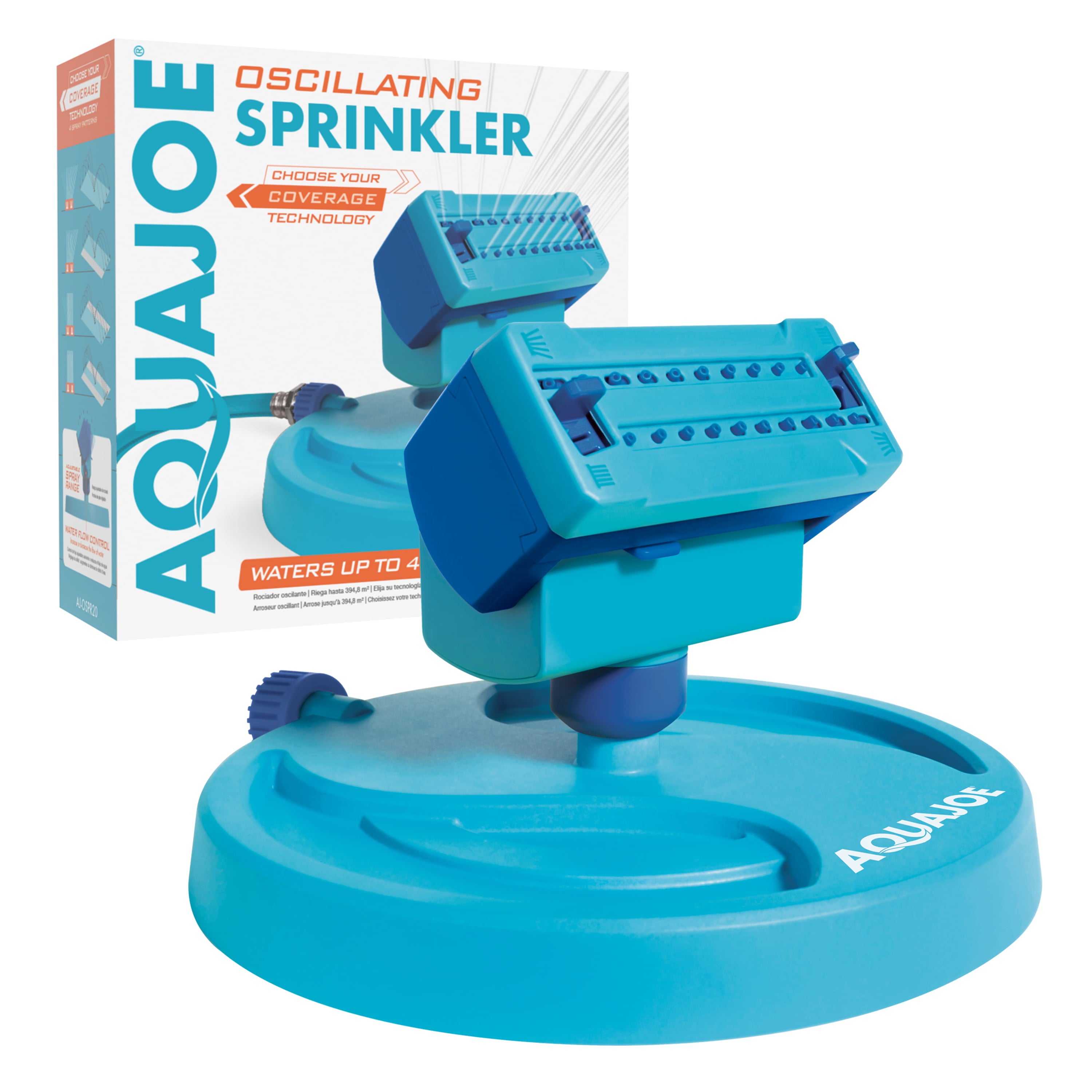 Aqua Joe Mini Gear-Driven Oscillating Sprinkler on Sled Base， Customizable Coverage， 4，250 Sq. ft. Max Coverage