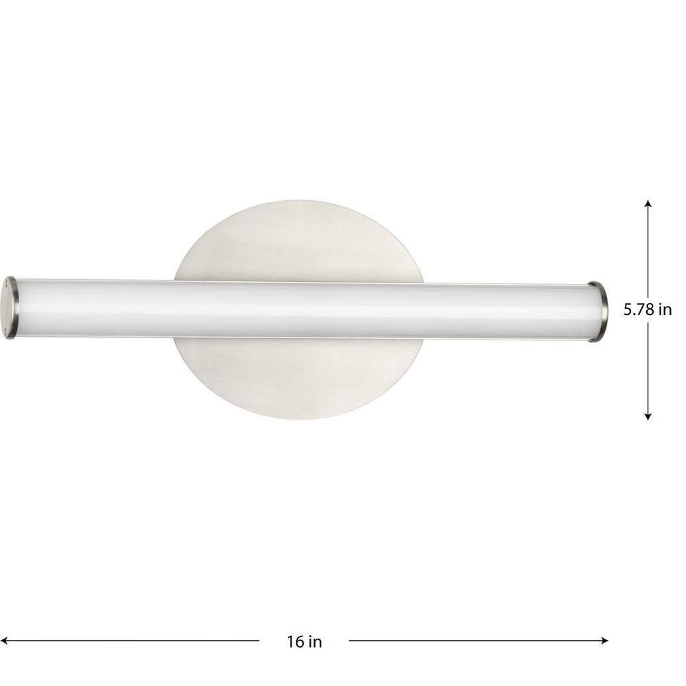 Progress Lighting Phase 3 Collection 16 in. Brushed Nickel Small Modern 3CCT Integrated LED 1-Light Linear Vanity Light P300410-009-CS